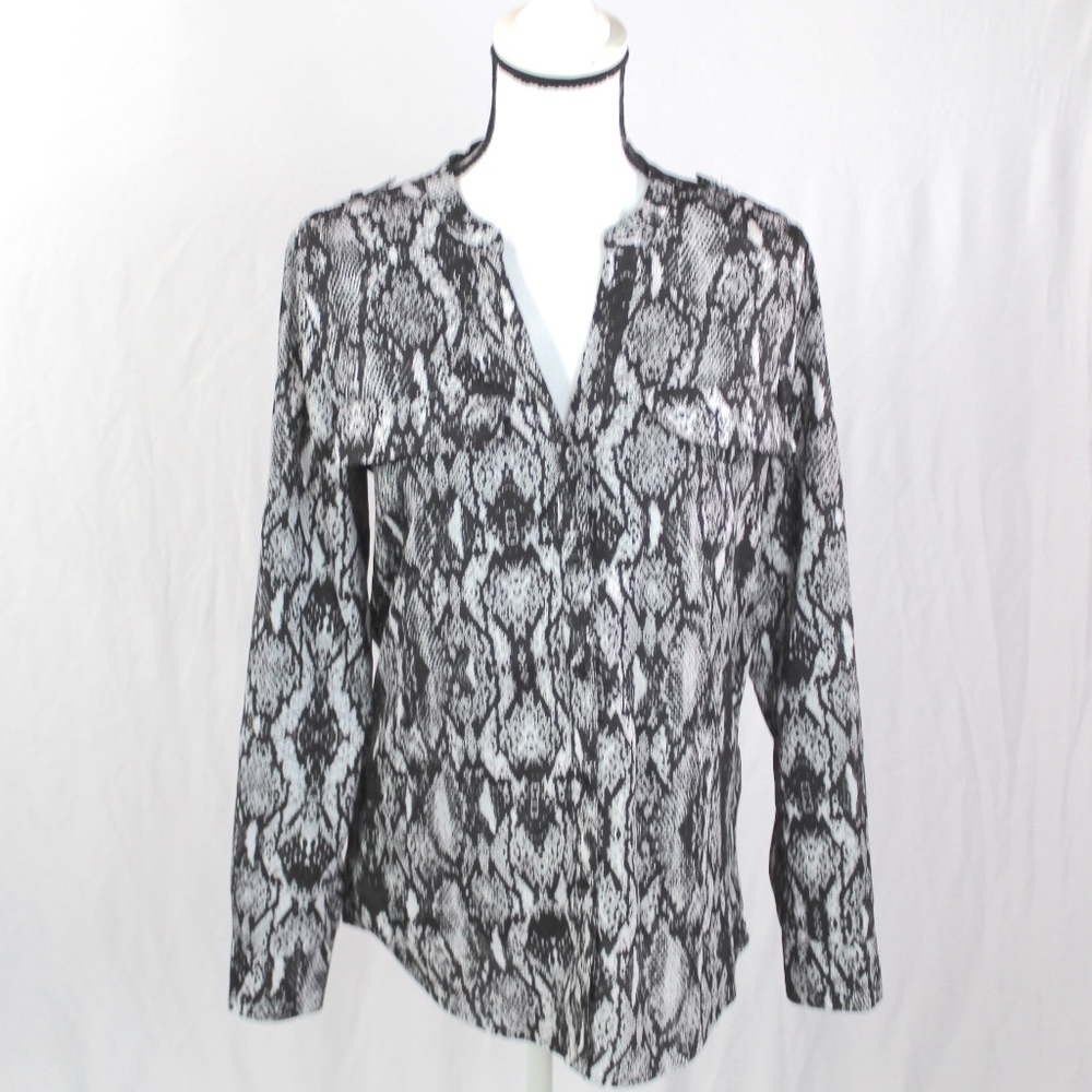 Calvin Klein Animal Print Shirt Small Black White